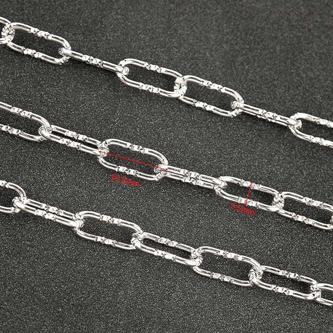 UMAOKANG 13 Feet Stainless Steel Chain for Jewelry Making Embossed Paperclip Chain Necklace DIY Making for Men and Women Jewelry Chain Roll