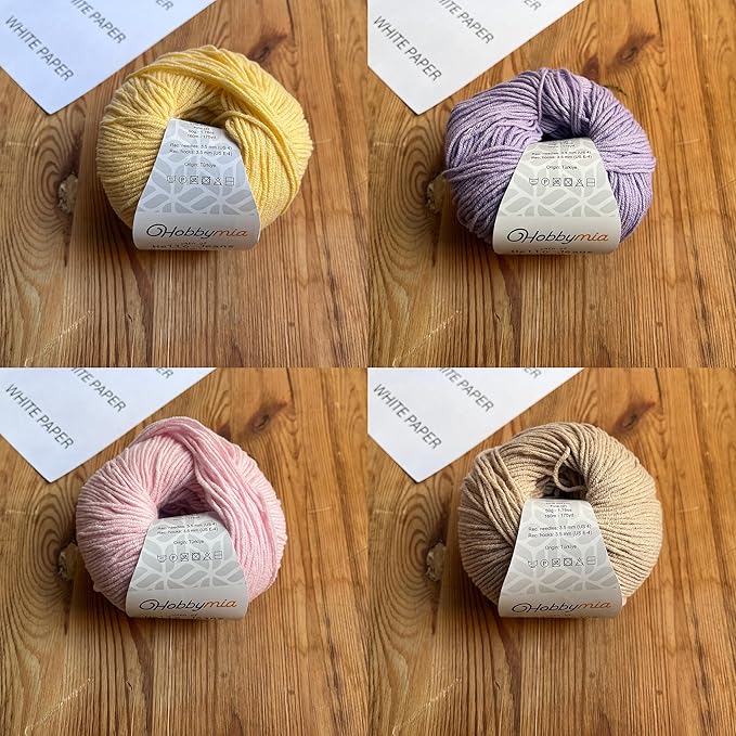 Cotton Yarn Kit - 4 Multicolor Balls Soft Sport Weight Yarn for Crochet & Amigurumi - 50g / 175yds Each & 10 Stitch Markers (H12 - Pastel-4)