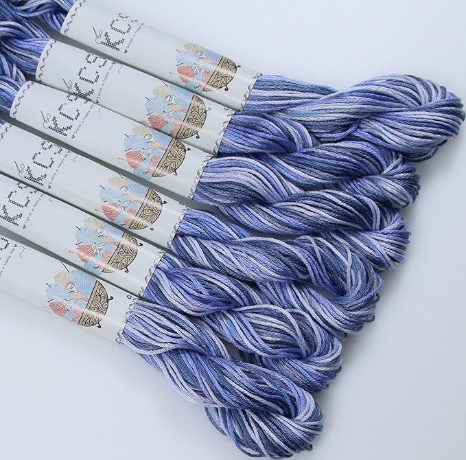 KCS Big skeins of 25 Meters Size 25 Color Variegated Cross Stitch Stranded Threads,6 skeins,4235