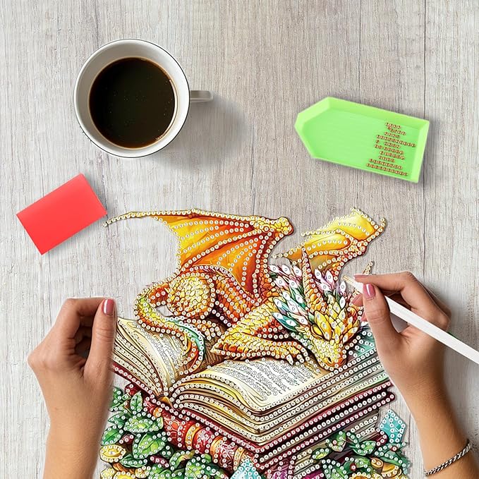 SENQAO Dragon Diamond Art Hanging Kit for Adult, Special Shaped Rhinestone, DIY Acrylic 5D Diamond Art Painting Window Pendants Home Garden Wall Hanging Kits Hanging Ornament