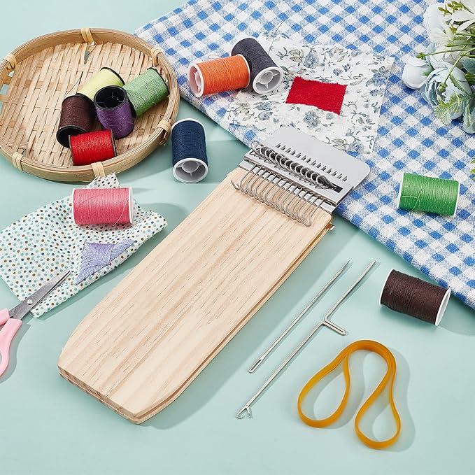 arricraft Wood Knitting Looms, Mini Weaving Frame Loom Kit with Pin Rubber Findings for DIY Weaving Arts, Repair Clothes, Mending Jeans