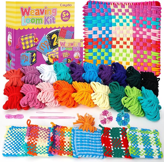 Caydo Weaving Loom Kit Toys, Pot Holder Loom Kits Includes 448 (16 Colors) Craft Loops and Matching Tools, DIY Art and Craft for Adults, Potholder Loom Activity for Gift