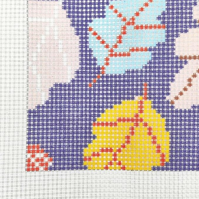 Howie's Needlepoint Needlepoint Kits for Adults, Pillow Front Cross Stitch Kit with Embroidery Pattern on Canvas, Yarn, 2 Needles and Instruction, 16 x 16inch(Colourful Leaves)