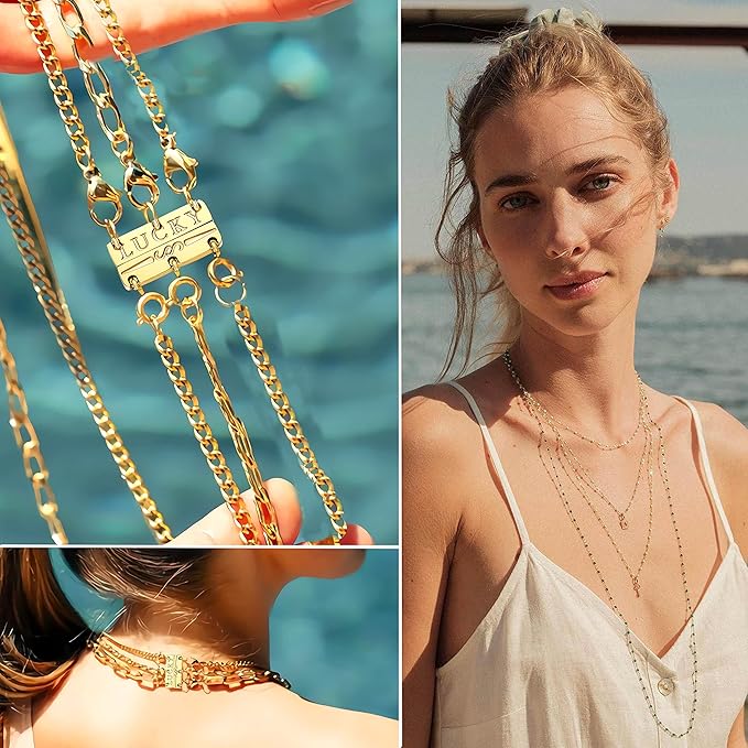 dailyacc lucky necklace layering clasp 18k gold and silver multiple necklace clasps for layered look separator