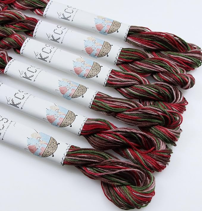 KCS Big skeins of 25 Meters Size 25 Color Variegated Cross Stitch Stranded Threads,6 skeins,4518