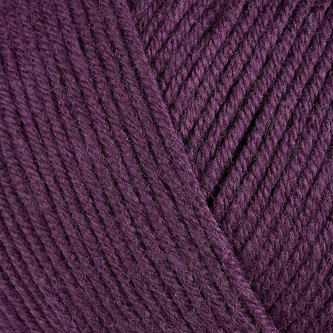 Estako Happy Cotton, 60% Cotton 40% Acrylic Yarn, Soft, Fine/Sport (2) for Crochet and Knitting 1.76 Oz (50g) / 180 Yrds (165m) (4620 - Plum)