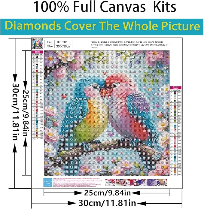 ARPADAMO Square Diamond Art Kits for Adults-Animal Square Drill Diamond Painting,Square Diamond Art,DIY Bird Gem Art Kits for Adults and Crafts for Gifts and Home Wall Decor 12x12inch