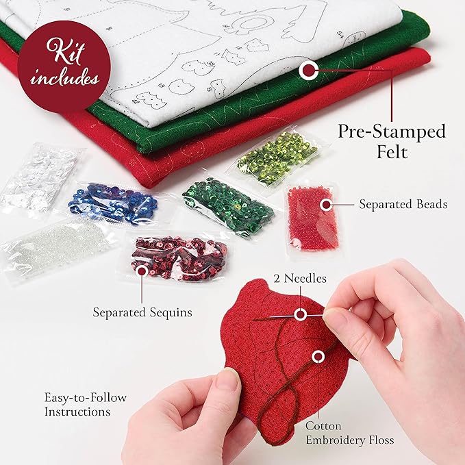 Bucilla Felt Applique Wall Hanging Kit, Noel, Perfect for Holiday DIY Arts and Crafts, 89655E