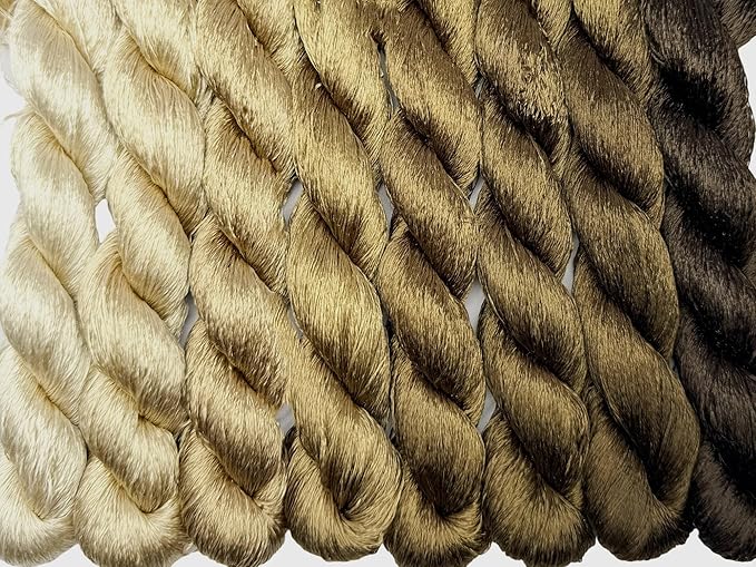 100% Nature Mulberry Handmade Embroidery Silk Thread Woven Jewelry Accessory Artificial Flowers Cross Stitch Floss DIY Sewing Kits 8 Gradient Colors 22m Each (12)