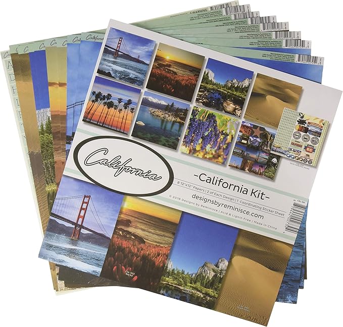 Reminisce (REMBC) California Scrapbook Collection Kit, Multi Color Palette, 12-x-12-Inch