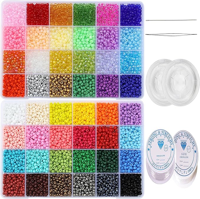 7200pcs 4mm Seed Beads - Assorted Colors, 6/0 Size - Perfect for Jewelry Making, Beading Crafts, DIY Projects