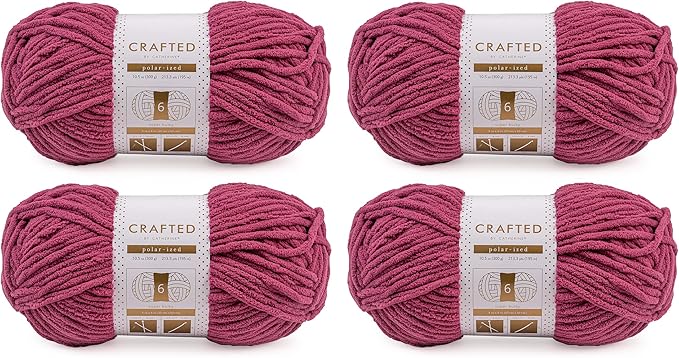 Crafted By Catherine Blanket Solid Yarn - 4 Pack (213 Yards Each Skein), Mauve, Gauge 6 Super Bulky