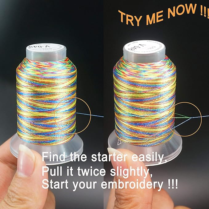 New brothread 50 Colors Variegated Polyester Embroidery Machine Thread Kit 500M (550Y) Compatible with Brother Janome Babylock Singer Pfaff Bernina Husqvaran Embroidery and Sewing Machines