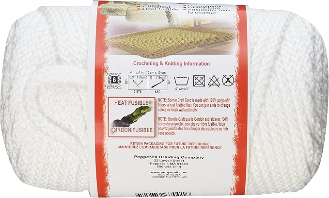 Pepperell BB6-100-001 6mm Bonnie Macramé Craft Cord, 100-Yard, White