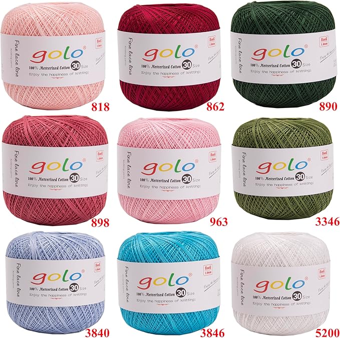 golo Crochet Thread Yarns for Hand Kniting Size 30 Light Red Yarn