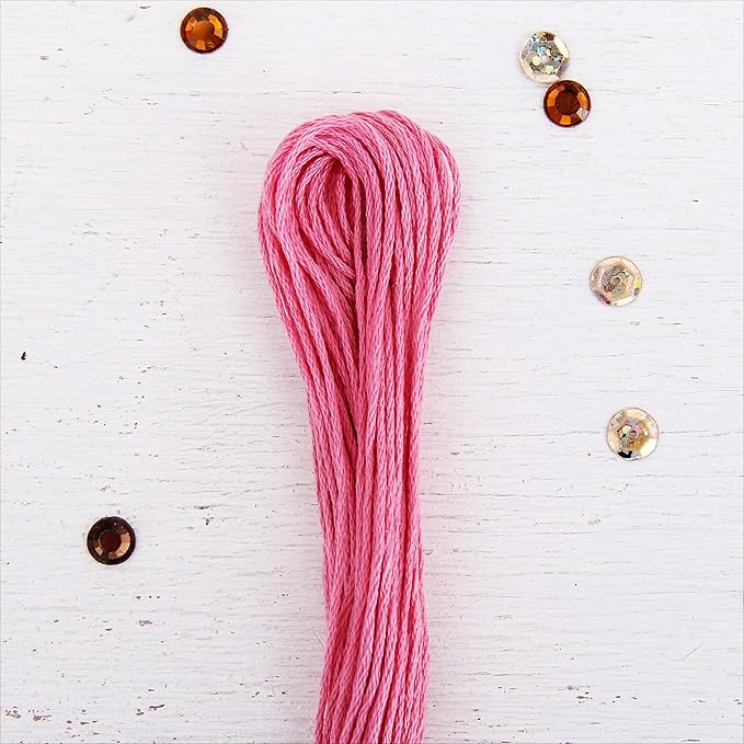 12 Skeins ThreadArt Premium Egyptian Long Fiber Cotton Embroidery Floss | Dusty Rose | 6 Strand Divisible Thread 8.75yds Each for Hand Embroidery, Friendship Bracelets, Cross Stitch and Crafts