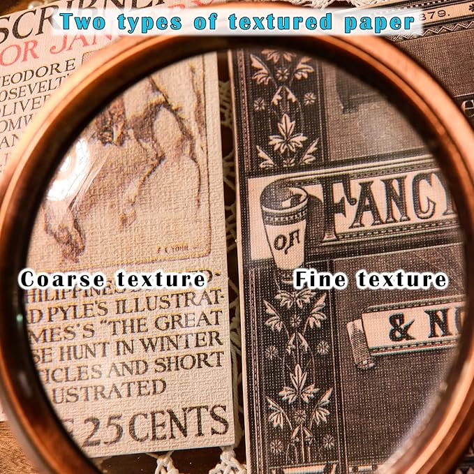CATaireen Vintage Junk-Journal Mixed Paper Scrapbooking Embellishments Set Retro Journaling Decoupage Stickers Textured Packaging Decorative Cards Tags Kit (Poster A)
