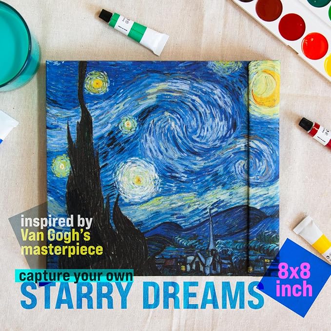 Watercolor Paper Pad — Magnetic Hardcover — 100% Cotton Watercolor Paper, Cold Press 200 GSM — 40 Sheets — Lay-Flat Watercolor Sketchbook — Art Supplies — KIROSKETCH (Starry Night 8,5x7,7 in)