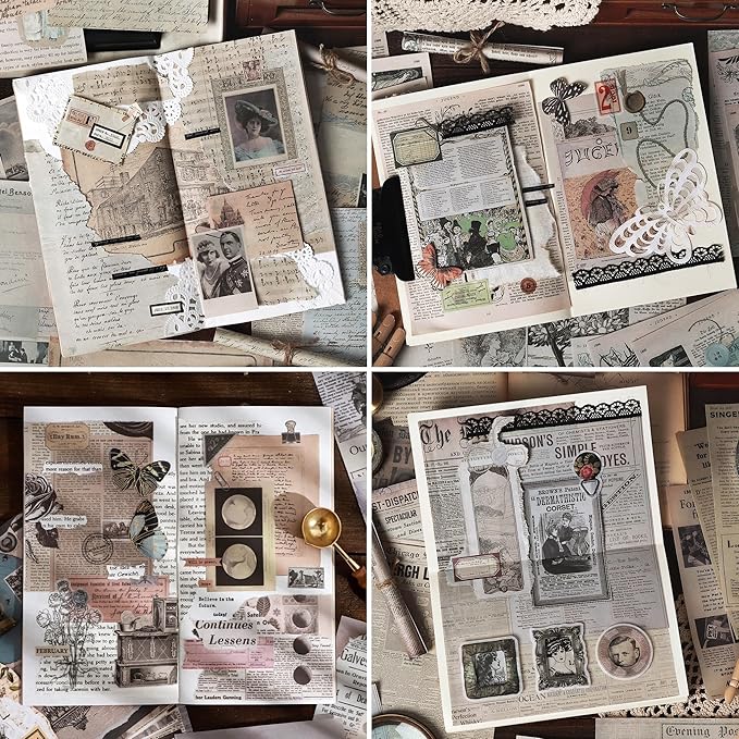 192 Sheets of Scrapbook Paper, Journaling Scrapbooking Supplies Craft Kits Vintage Room Decor Posters Decoupage Paper Ephemera for Junk Journals Bullet Journal Card Making Decorative Background