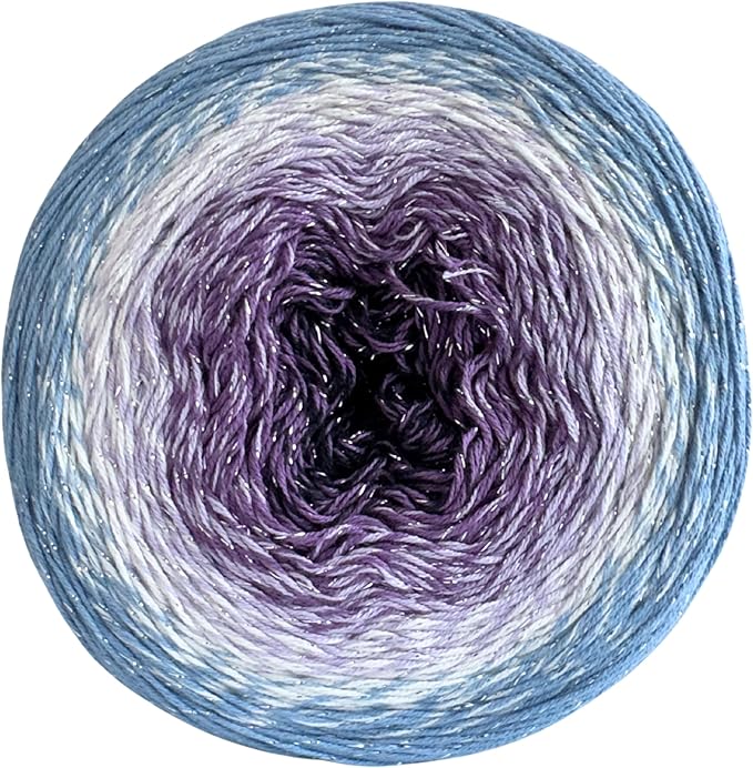 YarnArt Flowers Moonlight – Gradient Cotton Acrylic Yarn with Metallic Lurex, 9.17oz (250g), 1093 Yards – Shiny, Multicolor Cake Yarn for Crochet, Knitting, Shawls & DIY Projects (3264)