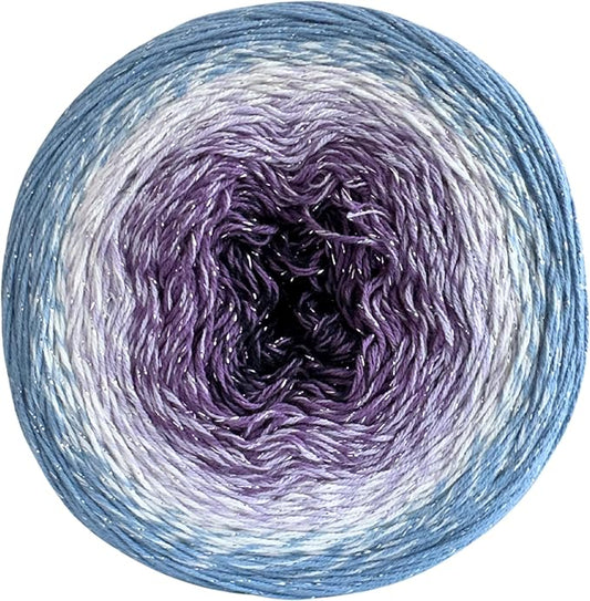 YarnArt Flowers Moonlight – Gradient Cotton Acrylic Yarn with Metallic Lurex, 9.17oz (250g), 1093 Yards – Shiny, Multicolor Cake Yarn for Crochet, Knitting, Shawls & DIY Projects (3264)