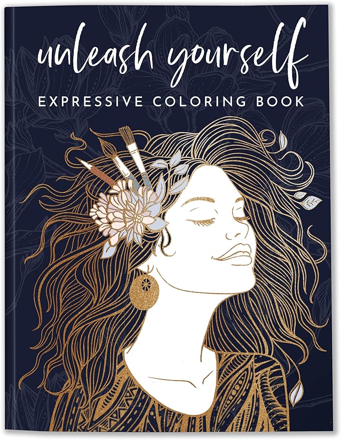 Adult Coloring Book for Women – Expressive Coloring Book with 32 Inspiring Reflection Prompts – Coloring Books for Adults Relaxation, 140gsm Paper, 8.5x11, Single-Sided, Perforated, Relaxation Gifts