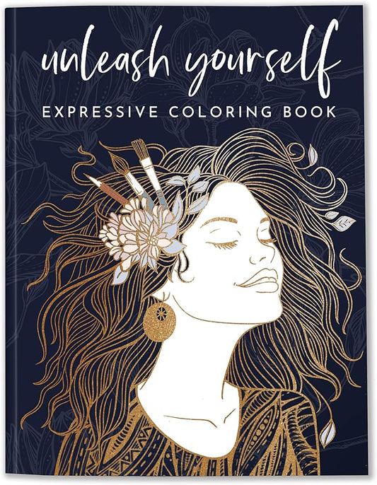 Adult Coloring Book for Women – Expressive Coloring Book with 32 Inspiring Reflection Prompts – Coloring Books for Adults Relaxation, 140gsm Paper, 8.5x11, Single-Sided, Perforated, Relaxation Gifts