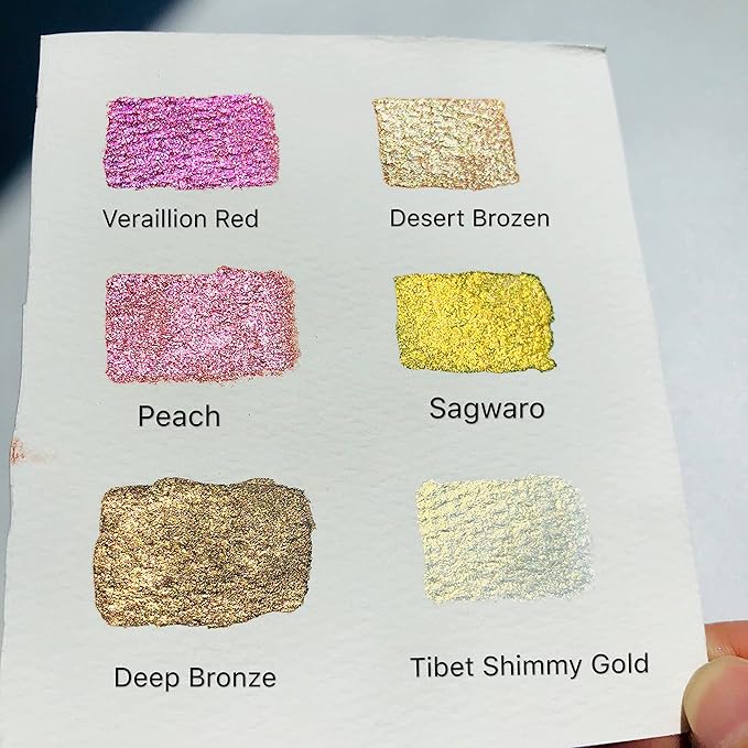 Csy Art Gallery Handmade Artist Watercolour Paints-Metallic Glitter - Retro Portable Metal Case-Pearlescent Sparkle Professional Soild Water Colour (Fairytale)