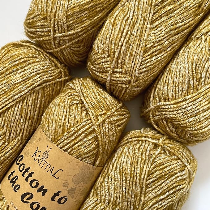 Cotton to The Core Cotton Yarn for Crocheting, 6-Pack (852 Yds / 300G), Free Patterns, Beginners Friendly - Soft Baby Yarn for Knitting - 3 DK Light Worsted Weight - Butterscotch Brown
