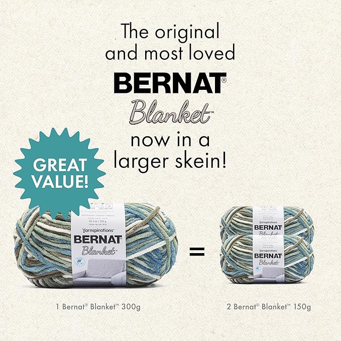 Bernat Blanket - 2 Pack of 220 Yards/10.5 oz Dried Flowers 100% Polyester Yarn