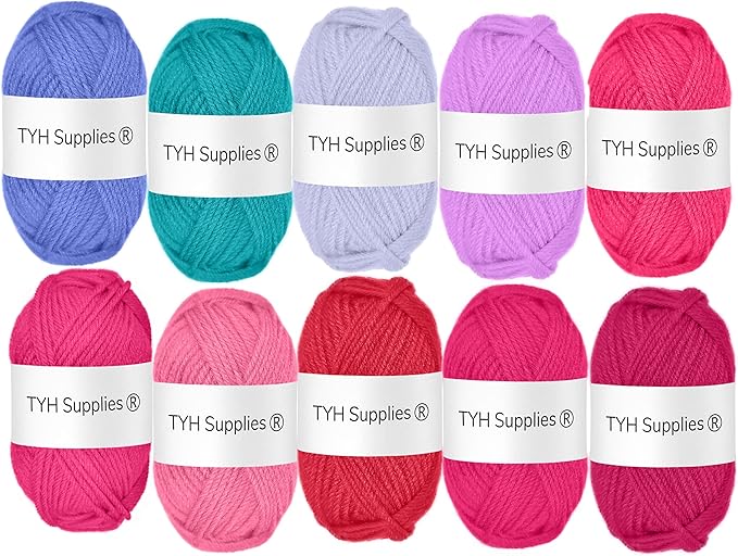 TYH Supplies 10 Acrylic Yarn Skeins SHK Collection | 700 Yards Soft DK Light Worsted Yarn for Knitting, Crocheting & Craft Projects – Crochet Kit for Beginners, Amigurumi, Small Gifts & Home Décor