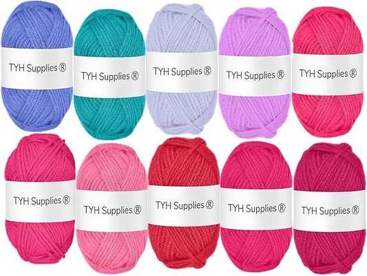 TYH Supplies 10 Acrylic Yarn Skeins SHK Collection | 700 Yards Soft DK Light Worsted Yarn for Knitting, Crocheting & Craft Projects – Crochet Kit for Beginners, Amigurumi, Small Gifts & Home Décor