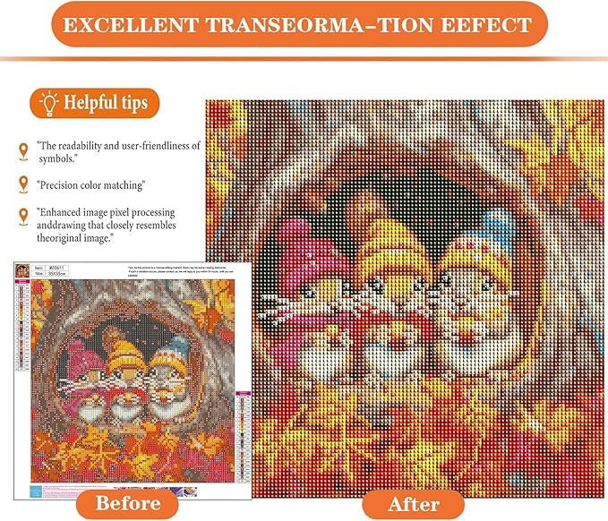 igoodom Diamond Art Kits for Adults, Fall Diamond Painting Kit, Full Drill Round Autumn Diamond Art Kits, DIY Gem Art and Crafts for Home Wall Decor Gift 14x14inch