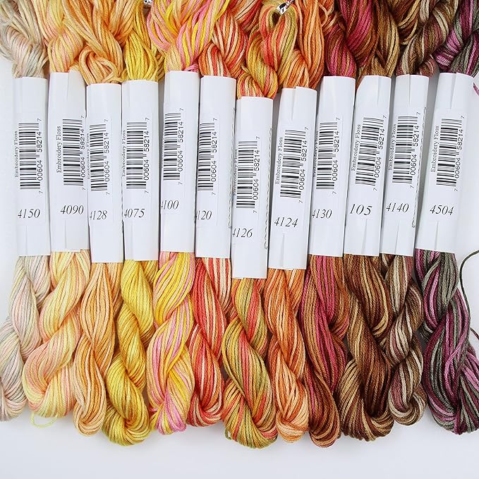 KCS Big skeins of 25 Meters Size 25 Color Variegated Cross Stitch Stranded Threads,12 skeins,08