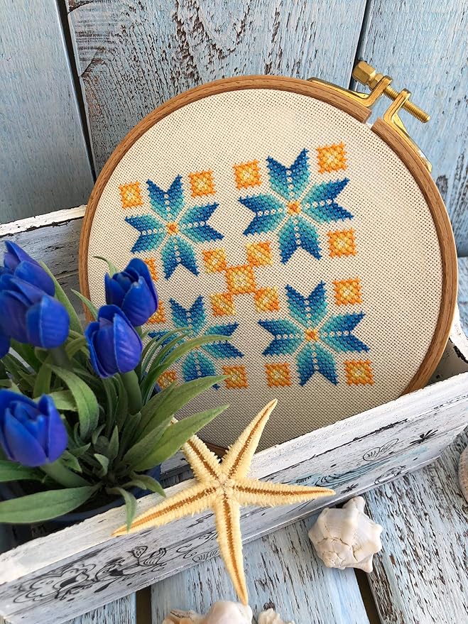 nurge premium quality 24 mm wood embroidery hoop, cross stitch hoop with gold plated adjustable brass screw (no:5)