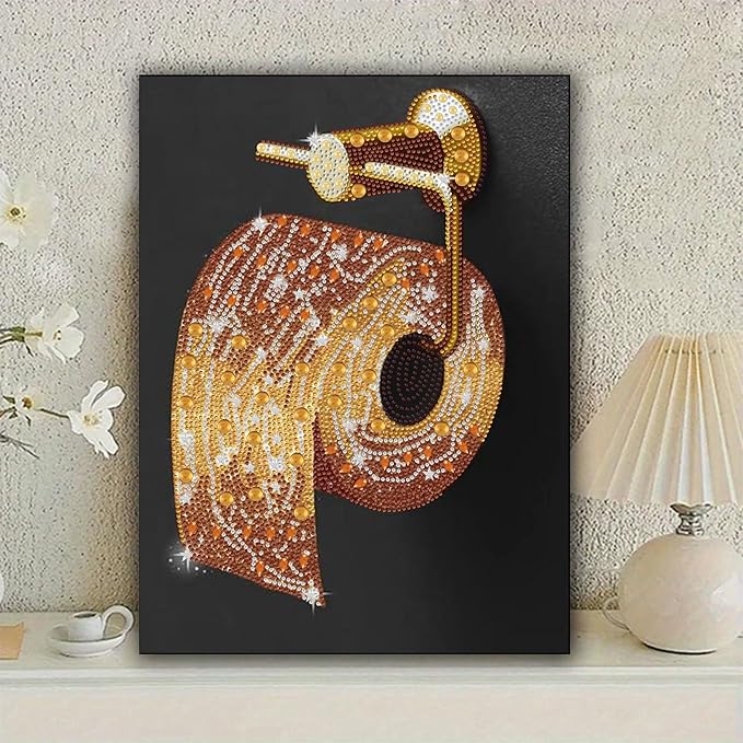 KUFWKEY Toilet Tissues Diamond Art Kit for Adults,Diamond Painting Kits for Beginners,5D Special Shaped Diamond Art Painting,DIY Handicrafts,Mosaic Crafts for Adults,Bathroom Decor,11.81x15.7 inch
