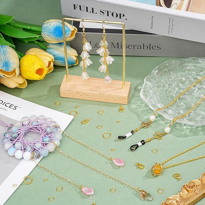 1350pcs Open Jump Rings Lobster Clasps Set with Jewelry Pliers,Tweezers and Jump Rings Tool Opener for DIY Bracelet Necklace Extender Chains Jewelry Making (Golden)