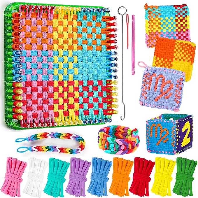 CCTVRTV Weaving Loom Kit Toys for Kids and Adults, Potholder Loops DIY Arts and Crafts for Boys and Girls Ages 5 6 7 8-12 13, Easy Potholder Loom Knitting Kits Gifts for Beginners, 252 Craft Loops