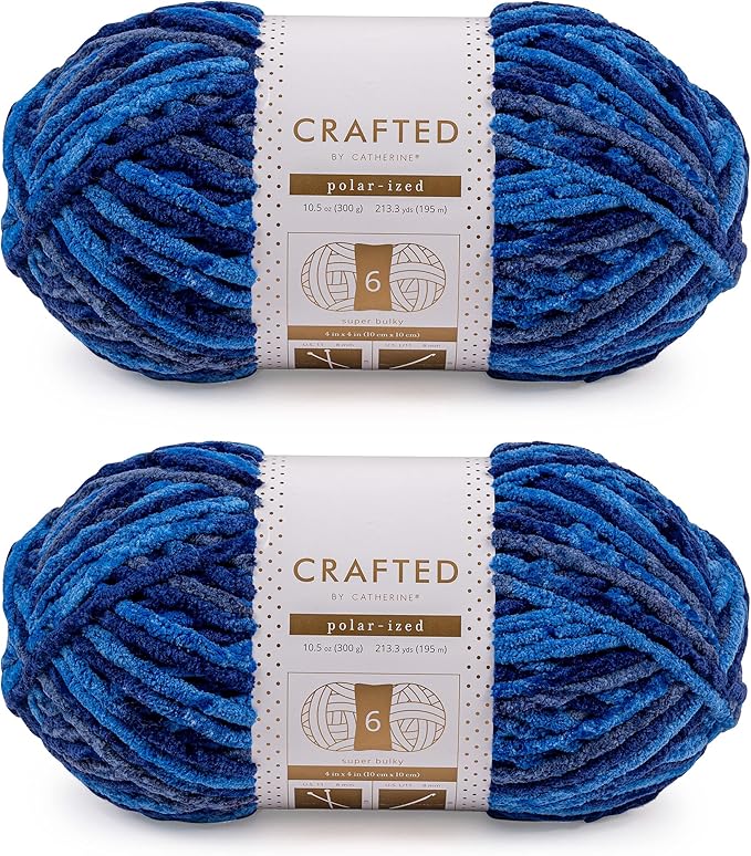 Crafted By Catherine Blanket Multi Yarn - 2 Pack (213 Yards Each Skein), Navy Multi, Gauge 6 Super Bulky