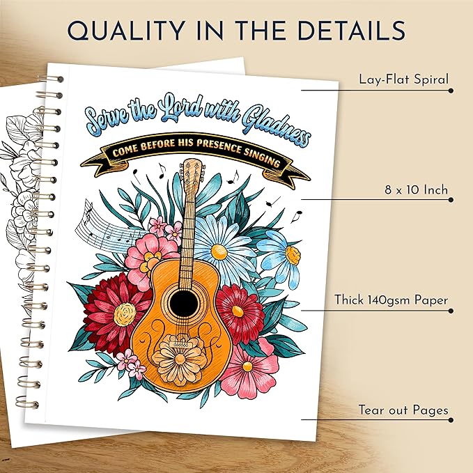 Devotional Coloring Book for Women – 41 Christian Coloring Pages with Bible Verses – Bible Coloring Book for Adults, Spiral Bound, 140gsm Paper, Christian Gifts for Women, Religious Coloring Book