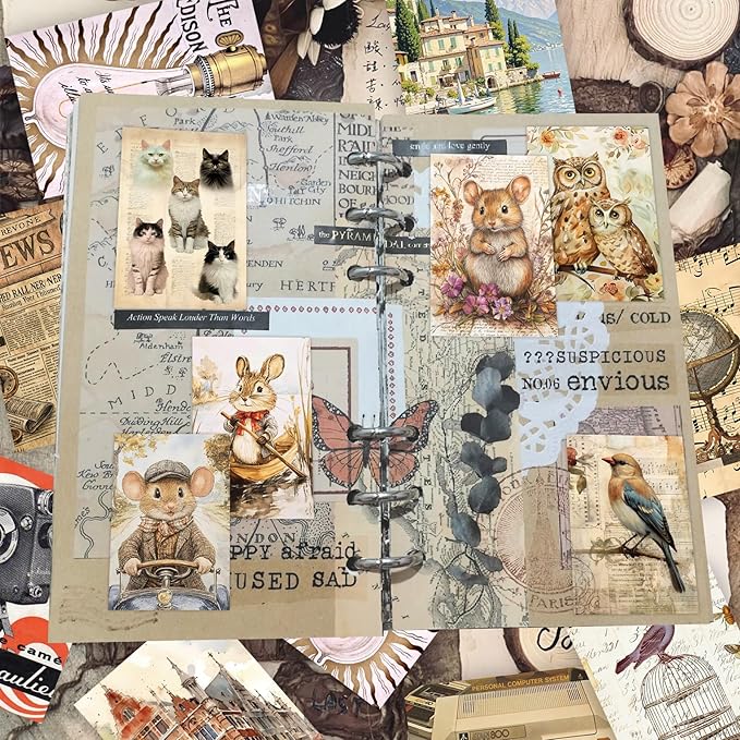 300 Pcs Vintage Aesthetic Washi Stickers Book - 6 Daily Life Scenery Themes Scrapbook Stickers Set for Journaling, Bullet Journal, Art Diary, Planner Notebook, Craft Gifts for Creatives