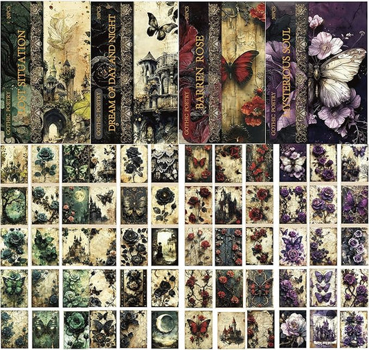 120 Sheets Gothic Scrapbooking Paper for Scrapbook Kit, Vintage Ephemera for Junk Journals, Magic Decoupage Paper for Journaling Supplies , Dark Academia Wall Decor Room for Home Decorations