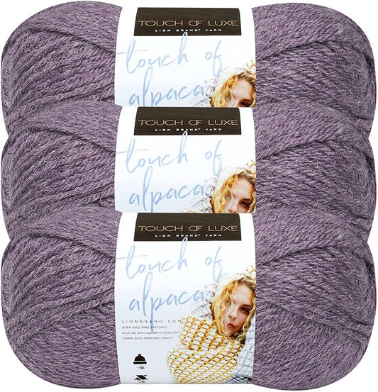(3 Pack) Lion Brand Yarn Touch of Alpaca Yarn, Purple Aster
