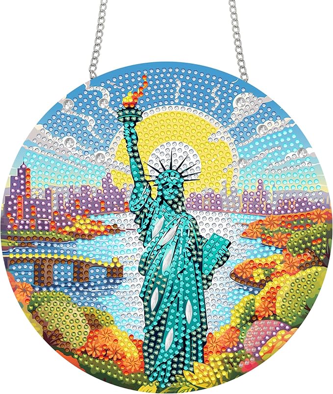 Bimkole Free Muse Diamond Art Hanging Kit for Adult, DIY 5D Diamond Art Statue Window Pendant, Acrylic Crystal Art Hanging Ornament Home Wall Garden Front Door Sign Outdoor Decor 7.8x7.8 Inch