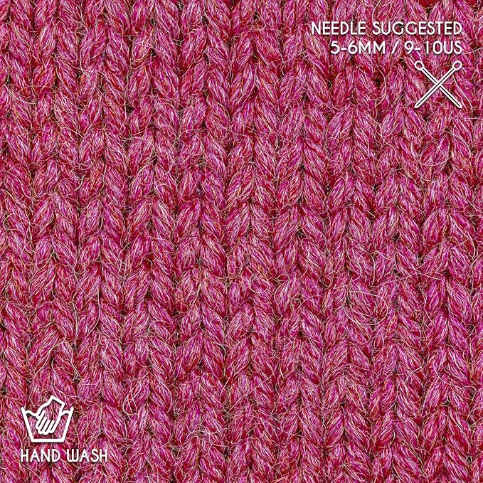 Bulky Set (6 x 1.75 oz) Super Soft Baby Alpaca Knitting Yarn Raspberry Cream 328 Yards