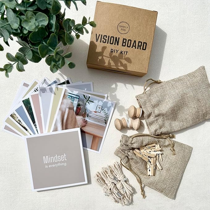 SIMPLY RSB The Ultimate Vision Board Kit and Inspirational Gift | 100 Motivational Cards, Complete Wall Decor Accessories (with Wall Accessories)