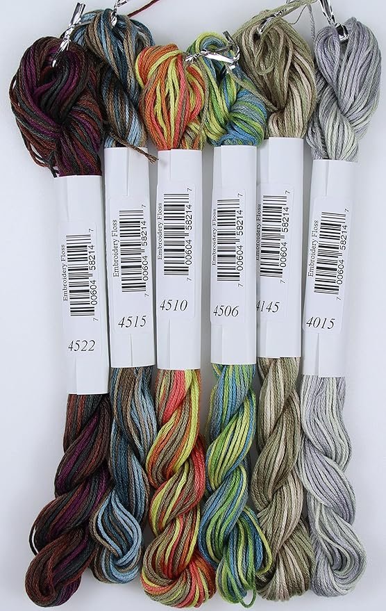KCS Big skeins of 25 Meters Size 25 Color Variegated Cross Stitch Stranded Threads,6 skeins,07