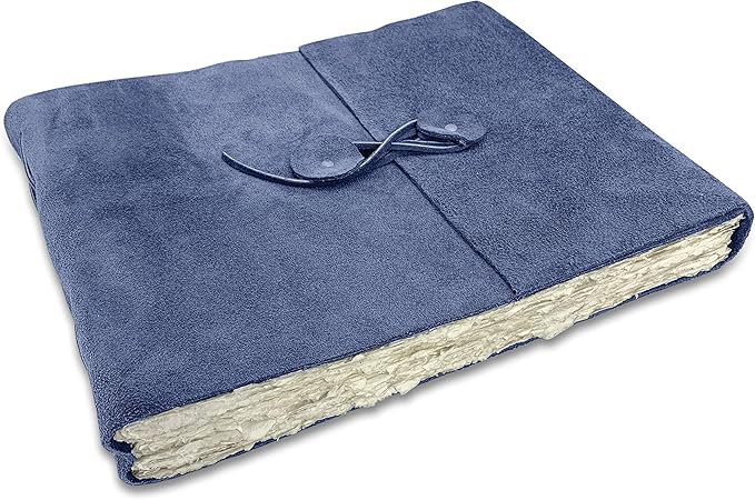 Wanderings Blue Leather Watercolor Journal - 10x12.5 - Large Genuine Leather Album with Handmade Deckle Edge Paper for Watercolor Albums, Art Journal, Scrapbook, Sketchbook, Drawing Pad- 350 GSM