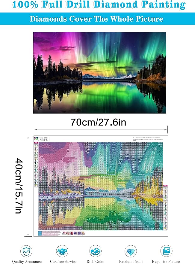 Meothan Northern Lights Diamond Painting Kits for Adults，5D Large Size Northern Lights Diamond Art for Adult Beginners, Full Drill Aurora Crafts Gem Art Painting for Home Wall Decor 27.6x15.8in