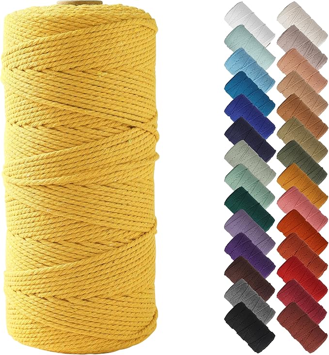 NOANTA Yellowish Brown Macrame Cord 2mm x 220yards, Colored Macrame Rope, Cotton Rope Macrame Yarn, Colorful Cotton Craft Cord for Wall Hanging, Plant Hangers, Crafts, Knitting